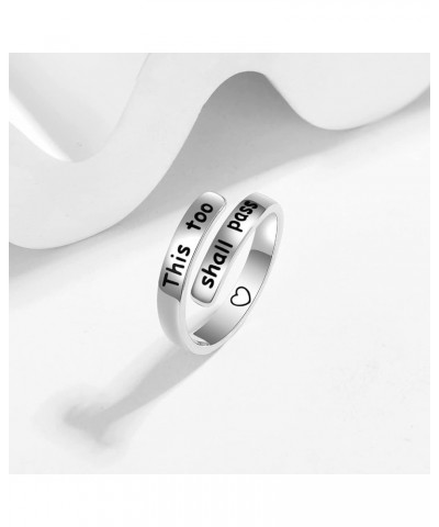 Sterling Silver Inspirational Engraved Rings S925 Personality Encouragement Jewelry Gift For Women This too shall pass $8.32 ...