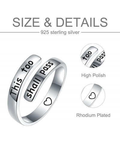 Sterling Silver Inspirational Engraved Rings S925 Personality Encouragement Jewelry Gift For Women This too shall pass $8.32 ...