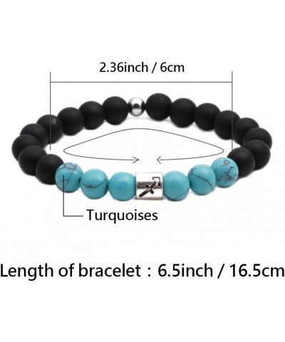 Men Women 12 Zodiac Birthday Sign Turquoise Bracelet Elastic Stretch Beaded Blessing Bracelet Constellations Bracelet Sagitta...