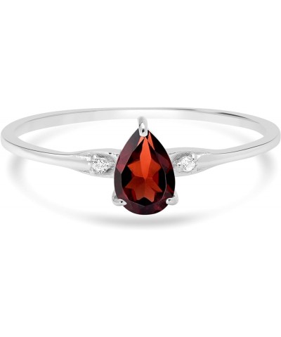 Dew Sterling Silver Genuine Gemstone Stackable Pear Ring, Sizes 6-8 8 Garnet Sterling Silver $64.07 Rings