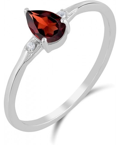 Dew Sterling Silver Genuine Gemstone Stackable Pear Ring, Sizes 6-8 8 Garnet Sterling Silver $64.07 Rings