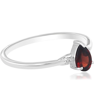 Dew Sterling Silver Genuine Gemstone Stackable Pear Ring, Sizes 6-8 8 Garnet Sterling Silver $64.07 Rings