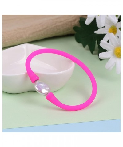 13mm Real Coin Pearl Bridesmaid Stackable Silicone Rubber Stretch Freshwater Cultured Pearl Jewelry Bracelets for women 7 Dee...