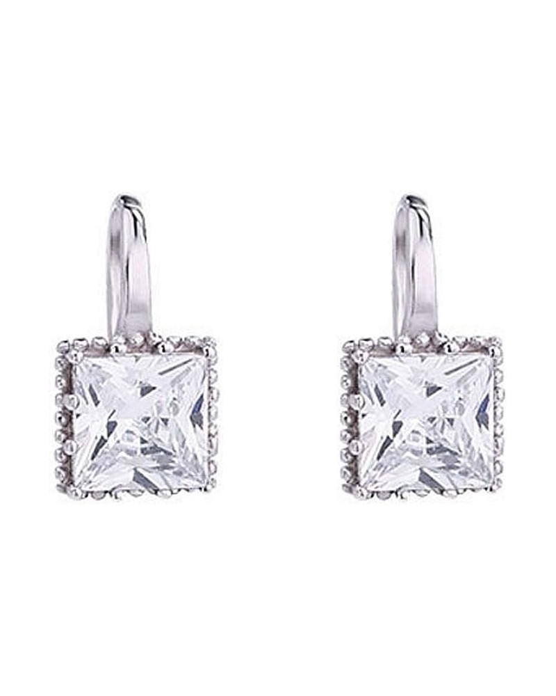 Dainty Princess Cut CZ Small Stud Earrings 925 Sterling Silver for Women Teen Girls Square Solitaire Crystal Diamond Tiny Dan...