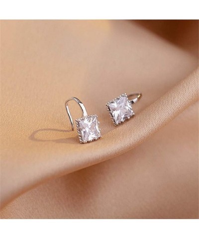 Dainty Princess Cut CZ Small Stud Earrings 925 Sterling Silver for Women Teen Girls Square Solitaire Crystal Diamond Tiny Dan...