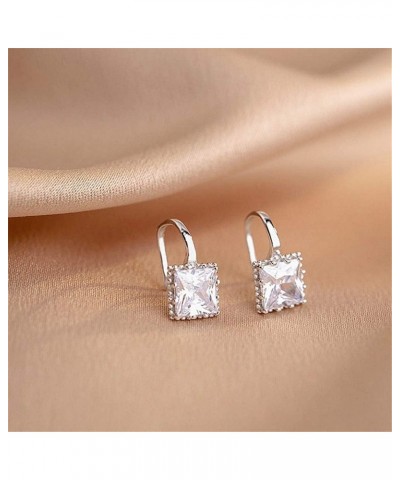 Dainty Princess Cut CZ Small Stud Earrings 925 Sterling Silver for Women Teen Girls Square Solitaire Crystal Diamond Tiny Dan...