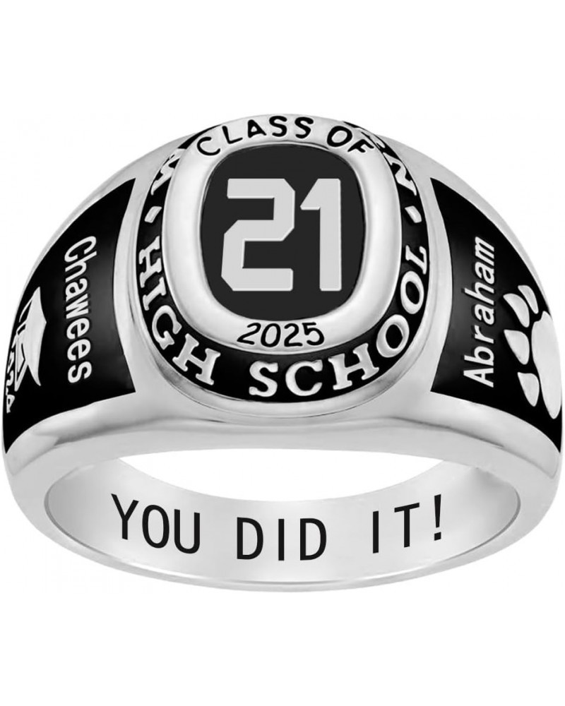 Fully Personalized Class Ring for Men 2024 Sterling Silver High School College Graduation Ring Customized Graduation Jewelry ...