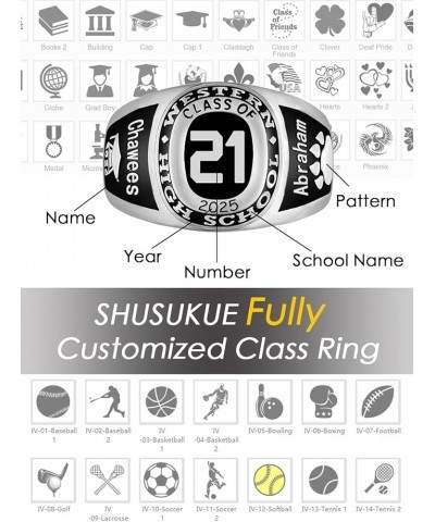 Fully Personalized Class Ring for Men 2024 Sterling Silver High School College Graduation Ring Customized Graduation Jewelry ...