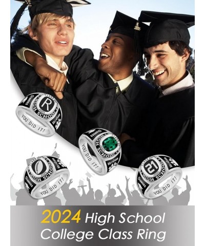 Fully Personalized Class Ring for Men 2024 Sterling Silver High School College Graduation Ring Customized Graduation Jewelry ...