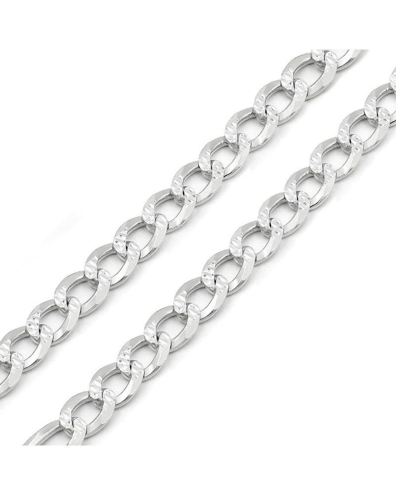 925 Italian Sterling Silver 2.5mm - 10.5mm Solid Cuban Diamond Cut Chain, ITProLux Curb Link Pave Necklace 8.5mm $23.51 Neckl...