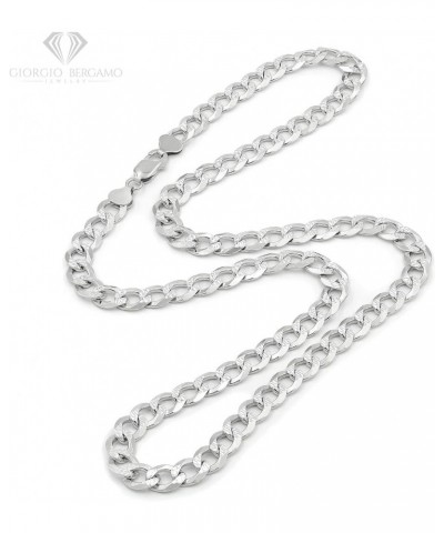 925 Italian Sterling Silver 2.5mm - 10.5mm Solid Cuban Diamond Cut Chain, ITProLux Curb Link Pave Necklace 8.5mm $23.51 Neckl...