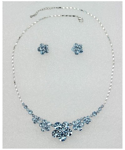 Gorgeous Rhinestone Crystal Floral Necklace Earrings Set Aqua $16.59 Jewelry Sets