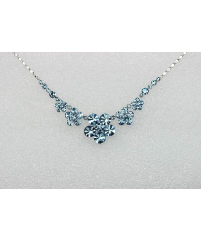 Gorgeous Rhinestone Crystal Floral Necklace Earrings Set Aqua $16.59 Jewelry Sets