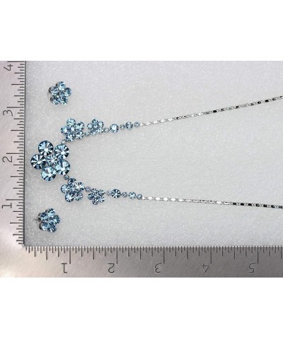 Gorgeous Rhinestone Crystal Floral Necklace Earrings Set Aqua $16.59 Jewelry Sets