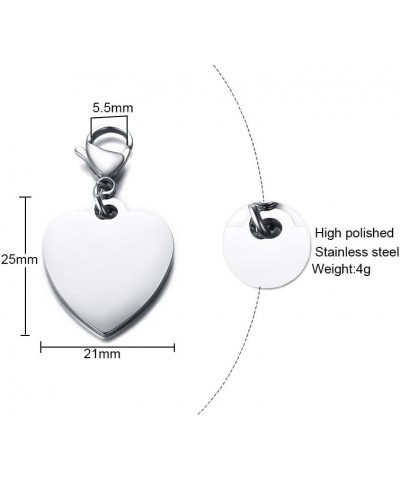 Personalized Engraving Stainless Steel Medical Alert ID Heart Pendant Necklace for Women Girls Silver Keychain 02-type 2 diab...