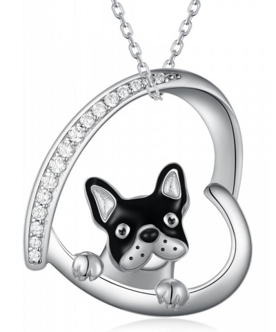 French Bulldog Necklace 925 Sterling Silver Intelligent Cute Animal Dog Necklace French Bulldog Pendant Jewelry Gifts for Wom...