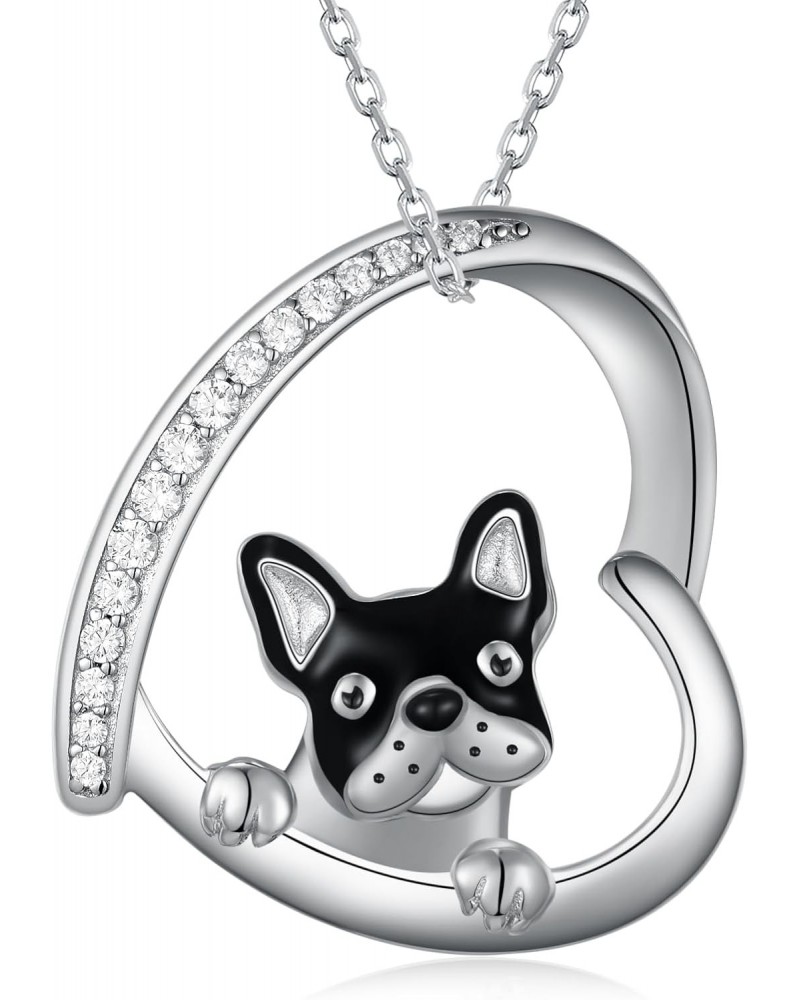 French Bulldog Necklace 925 Sterling Silver Intelligent Cute Animal Dog Necklace French Bulldog Pendant Jewelry Gifts for Wom...