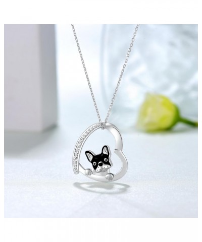 French Bulldog Necklace 925 Sterling Silver Intelligent Cute Animal Dog Necklace French Bulldog Pendant Jewelry Gifts for Wom...