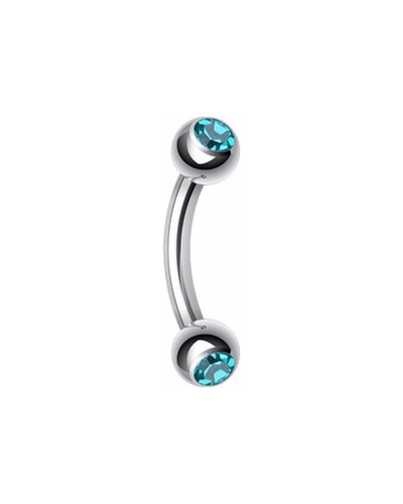 Double Gem Ball Curved Barbell WildKlass Eyebrow Ring 16 GA, 10mm, 3mm ball size, Teal $8.95 Body Jewelry