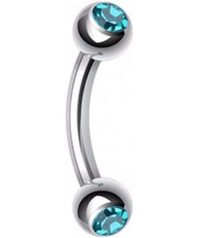 Double Gem Ball Curved Barbell WildKlass Eyebrow Ring 16 GA, 10mm, 3mm ball size, Teal $8.95 Body Jewelry