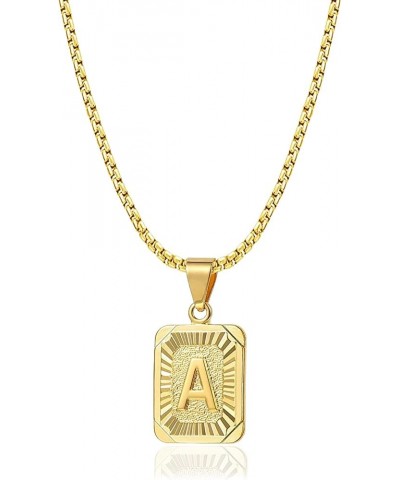 Initial Letter Pendant Necklace For Mens Womens, Capital Letter 18K Gold Plated Stainless Steel Box Chain 20inch A $5.71 Neck...