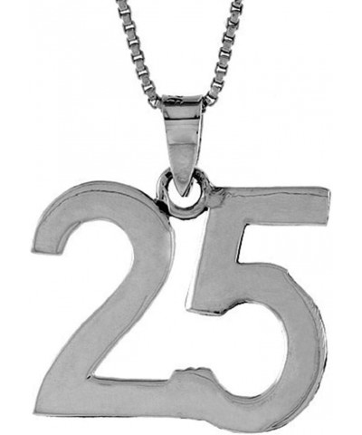 Sterling Silver Number 25 Necklace for Jersey Numbers & Recovery High Polish 3/4 inch, 2mm Curb Chain 18-inch-Necklace $16.53...