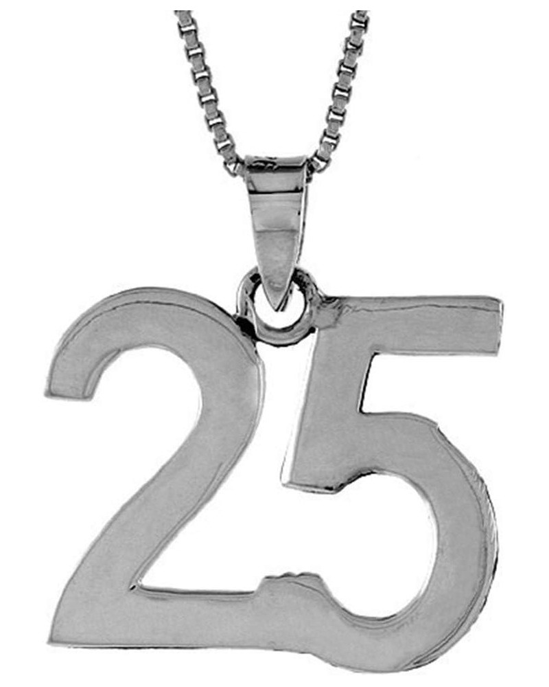 Sterling Silver Number 25 Necklace for Jersey Numbers & Recovery High Polish 3/4 inch, 2mm Curb Chain 18-inch-Necklace $16.53...