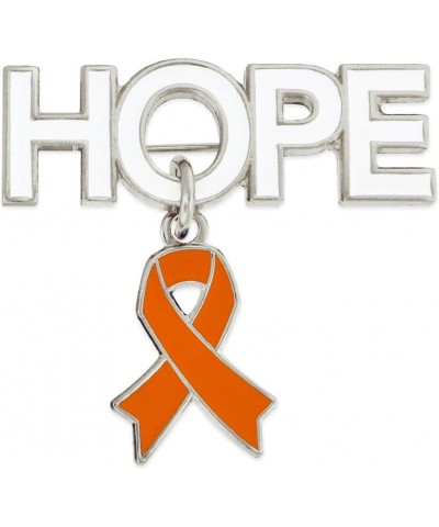 Hope with Orange Awareness Ribbon Charm Enamel Brooch Pin 25 Pack $13.54 Brooches & Pins