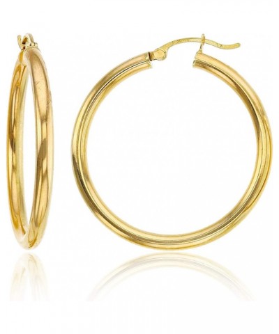 14k Yellow Gold Solid Polished Round Hoop Earrings for Women | 3mm Thick | Classic Style | Round Hoop Earrings | Secure Click...