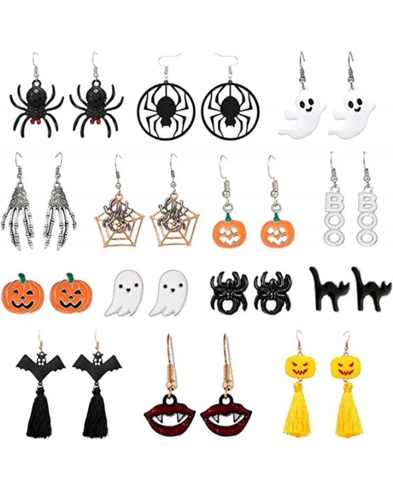 Halloween Earrings for Women,Spider/Pumpkin/Skeleton Ghost/Bat/Skull/Cat Halloween Earrings Bulk for Girls 14pair-ear $5.89 E...