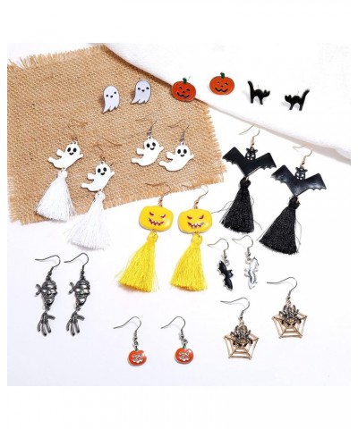 Halloween Earrings for Women,Spider/Pumpkin/Skeleton Ghost/Bat/Skull/Cat Halloween Earrings Bulk for Girls 14pair-ear $5.89 E...