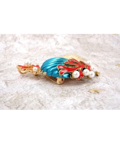 Colorful sea shell pin brooch made with blue and red enamel colors and white pearls. Fashion ocean theme pin. 981 0 $10.79 Br...