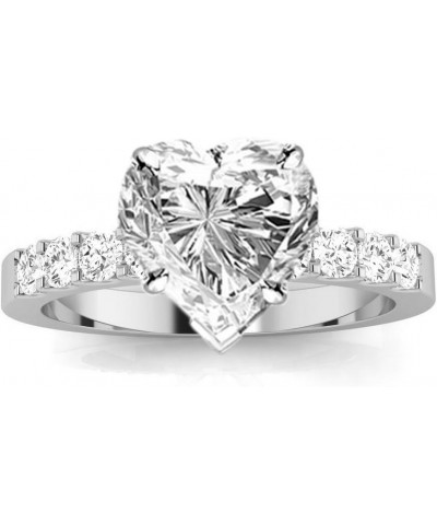 1 Carat Classic Prong Set Diamond Engagement Ring (I Color, VS2-SI1 Clarity Center Stones) - Heart Shape White Gold $510.50 R...