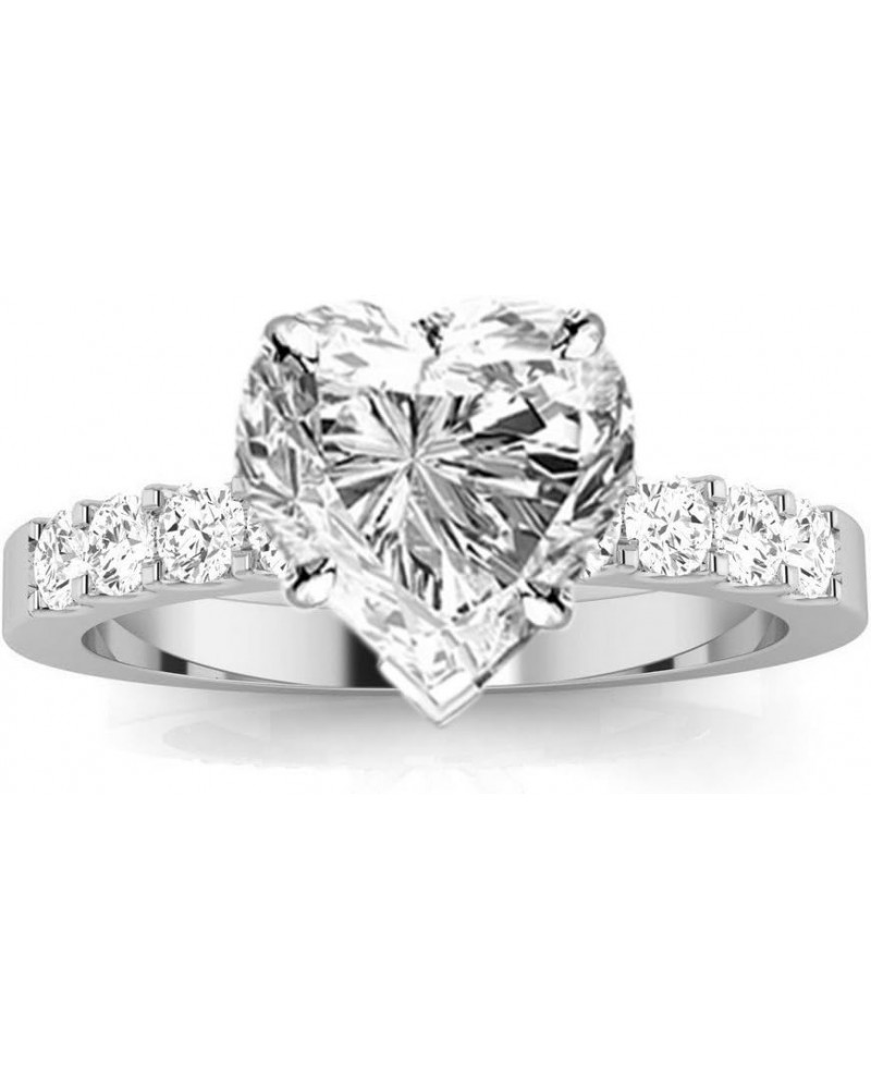 1 Carat Classic Prong Set Diamond Engagement Ring (I Color, VS2-SI1 Clarity Center Stones) - Heart Shape White Gold $510.50 R...