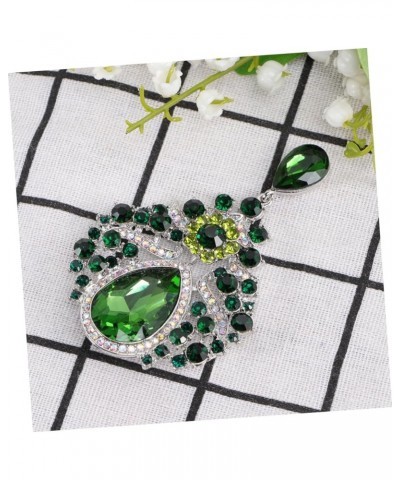 Alloy Brooch Elegant Brooch Pin Vintage Flower Brooches for Women Crystal Flower Brooch Crystal Lapel 8.4X5.6cm Green $7.15 B...