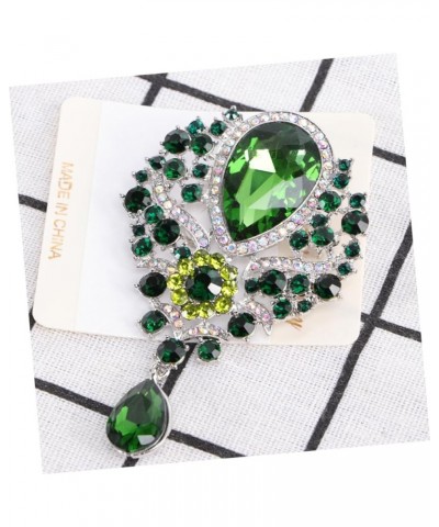 Alloy Brooch Elegant Brooch Pin Vintage Flower Brooches for Women Crystal Flower Brooch Crystal Lapel 8.4X5.6cm Green $7.15 B...