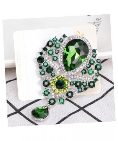 Alloy Brooch Elegant Brooch Pin Vintage Flower Brooches for Women Crystal Flower Brooch Crystal Lapel 8.4X5.6cm Green $7.15 B...