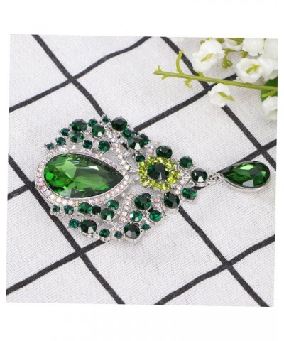 Alloy Brooch Elegant Brooch Pin Vintage Flower Brooches for Women Crystal Flower Brooch Crystal Lapel 8.4X5.6cm Green $7.15 B...