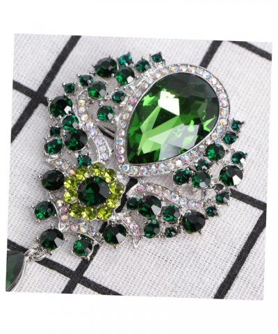 Alloy Brooch Elegant Brooch Pin Vintage Flower Brooches for Women Crystal Flower Brooch Crystal Lapel 8.4X5.6cm Green $7.15 B...