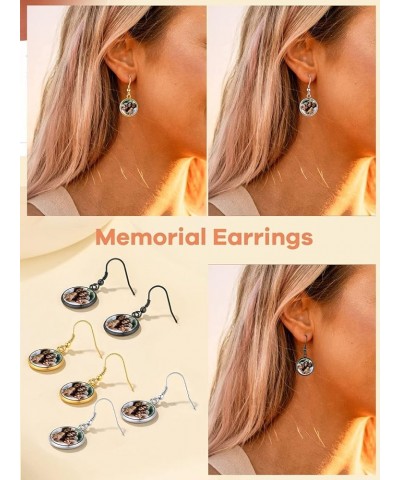 Personalized Photo Earrings, Womens Customized Memorial Picture Printed Eearring (with Gift Wrapped) 01-round drop-silver $14...