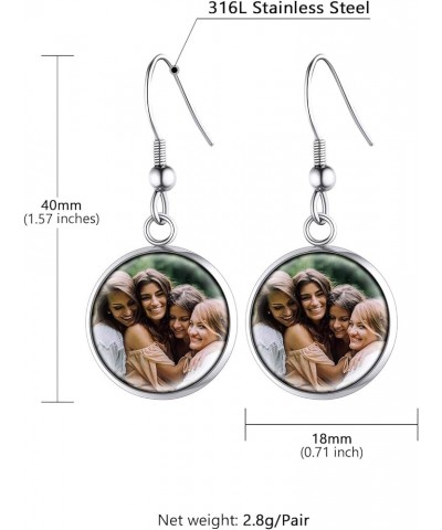 Personalized Photo Earrings, Womens Customized Memorial Picture Printed Eearring (with Gift Wrapped) 01-round drop-silver $14...