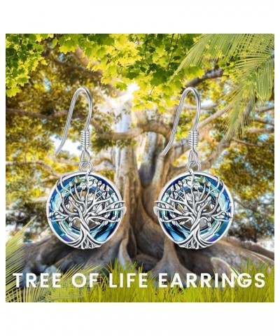 Moonstone/Turquoise/Crystal Earrings for Women Sterling Silver Tree of Life Animal Filigree Dangle Earrings Jewelry Gifts F-C...