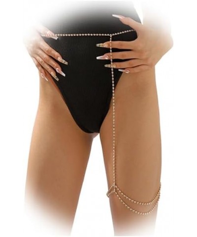 Rhinestone Tassel Leg Chain Multi-layer Rhinestone Thigh High Chain Elasticity Crystal Leg Chain Body Chain Harness Accessori...