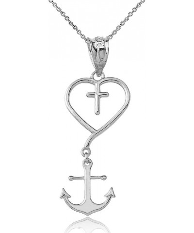 Elegant Sterling Silver Faith Love Hope Pendant Necklace 22.0 Inches $19.23 Necklaces