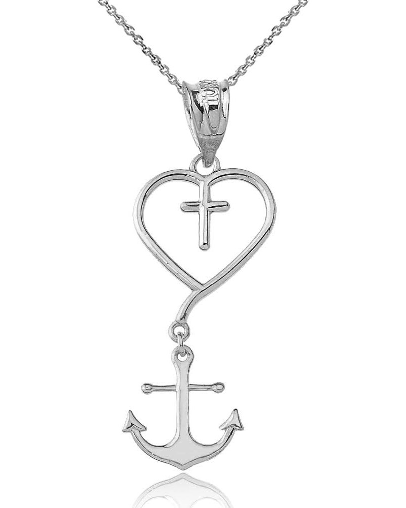 Elegant Sterling Silver Faith Love Hope Pendant Necklace 22.0 Inches $19.23 Necklaces