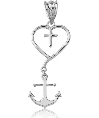 Elegant Sterling Silver Faith Love Hope Pendant Necklace 22.0 Inches $19.23 Necklaces