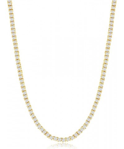 Women's Magnificent 2mm Round Cubic Zirconia Tennis Necklace Yellow 16 Inches $26.99 Necklaces