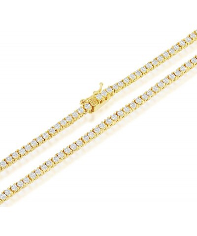 Women's Magnificent 2mm Round Cubic Zirconia Tennis Necklace Yellow 16 Inches $26.99 Necklaces