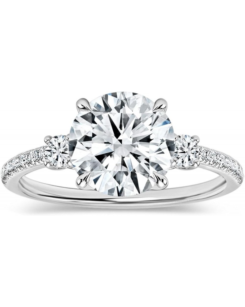 Round Lab Grown White Diamond Classic Three Stone Engagement Ring for Women in 925 Sterling Silver 6 2.00 Carat $93.06 Rings