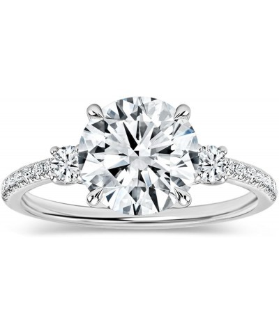 Round Lab Grown White Diamond Classic Three Stone Engagement Ring for Women in 925 Sterling Silver 6 2.00 Carat $93.06 Rings